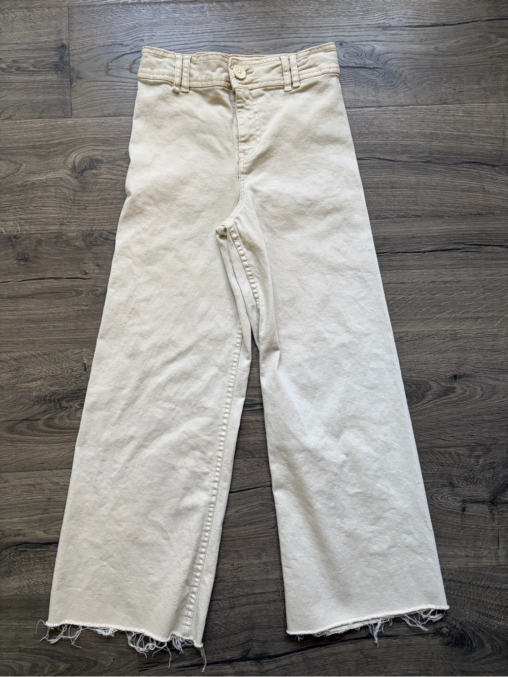 Zara Girl’s Cream High-Rise Wide Leg Jeans